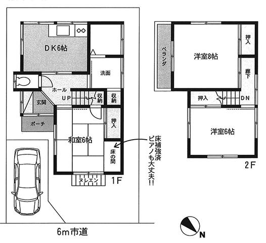 Floor plan. 28.8 million yen, 3DK, Land area 74.38 sq m , Building area 68.84 sq m