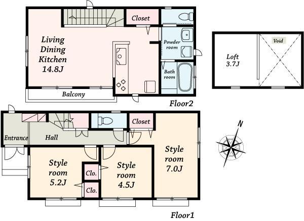 Floor plan. Maruetsu 270m until Ichikawa Kanno shop