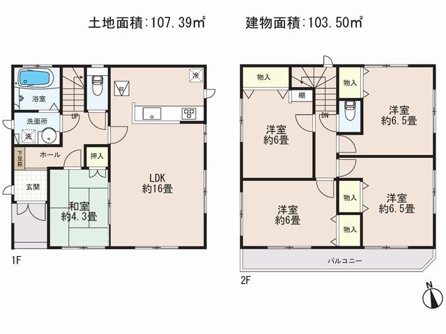 Floor plan. 31,800,000 yen, 5LDK, Land area 107.39 sq m , Building area 103.5 sq m floor plan