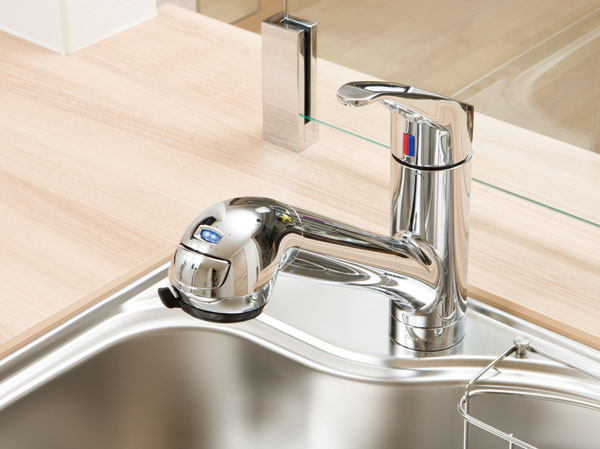 Kitchen.  [Water purifier integrated single lever mixing faucet] It built a water purifier that can be used the delicious water. Water temperature in a single lever ・ It is a convenient type capable of adjusting the amount of water.