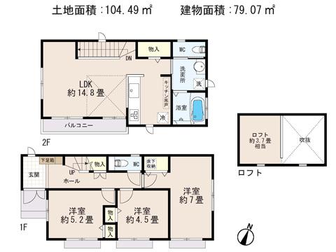 Floor plan. 41,800,000 yen, 3LDK, Land area 104.49 sq m , Building area 79.07 sq m