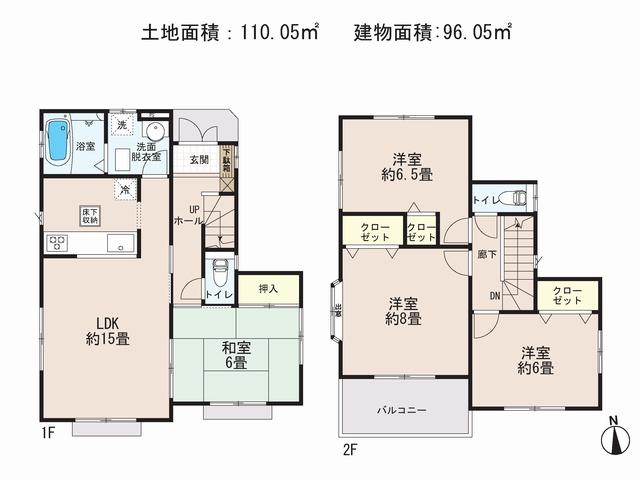 Floor plan. 24,800,000 yen, 4LDK, Land area 110.05 sq m , Building area 96.05 sq m floor plan