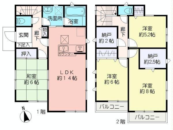 Floor plan. 24,800,000 yen, 4LDK + 2S (storeroom), Land area 136.98 sq m , It is a building area of 98.82 sq m floor plan