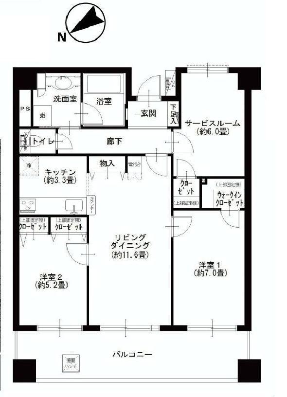 Floor plan. 2LDK + S (storeroom), Price 37,400,000 yen, Occupied area 72.92 sq m , Balcony area 14.76 sq m