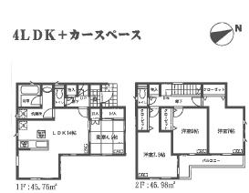 Floor plan. (1 Building), Price 37,800,000 yen, 4LDK, Land area 100.83 sq m , Building area 92.74 sq m
