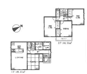 Floor plan. (4 Building), Price 38,800,000 yen, 4LDK, Land area 110.07 sq m , Building area 94.36 sq m