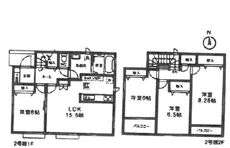 Floor plan. (Building 2), Price 25,800,000 yen, 4LDK, Land area 136.4 sq m , Building area 100.61 sq m