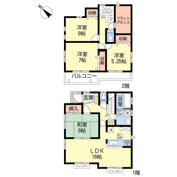 Floor plan. (1 Building), Price 45,800,000 yen, 4LDK, Land area 116.39 sq m , Building area 98.95 sq m