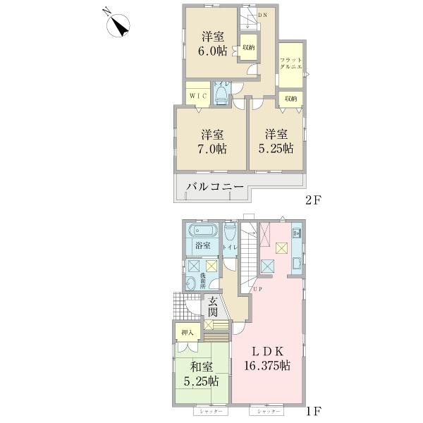 Floor plan. (Building 2), Price 43,800,000 yen, 4LDK, Land area 116.42 sq m , Building area 98.74 sq m