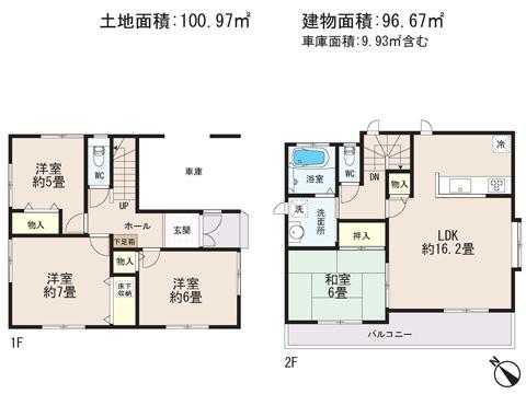 Floor plan. 48,800,000 yen, 4LDK, Land area 100.97 sq m , Building area 96.67 sq m