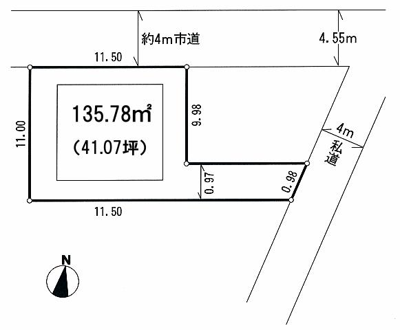Compartment figure. Land price 10.8 million yen, Land area 135.78 sq m