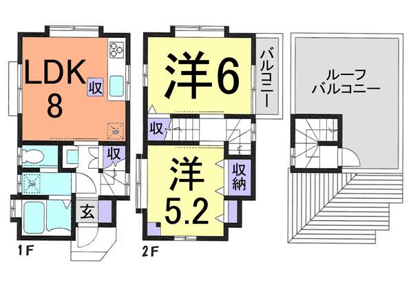 Floor plan. 19,800,000 yen, 2LDK, Land area 49.51 sq m , Building area 49.48 sq m