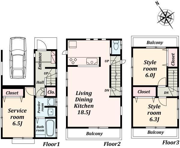 Floor plan. 34,500,000 yen, 2LDK+S, Land area 59.26 sq m , Building area 98.12 sq m