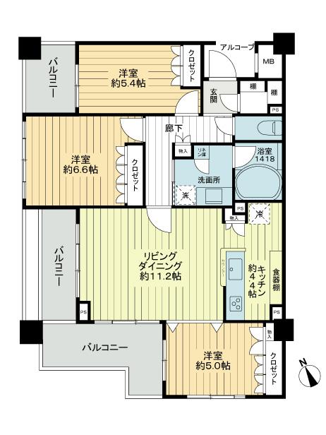 Floor plan. 3LDK, Price 29,800,000 yen, Occupied area 70.35 sq m , Balcony area 17.51 ​​sq m 2013 September shooting