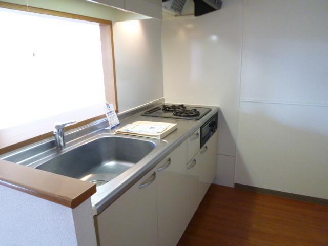 Kitchen. Popular counter, Two-burner gas stove is equipped.