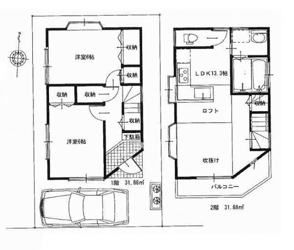 Floor plan. 19.2 million yen, 2LDK, Land area 63.85 sq m , Building area 63.76 sq m