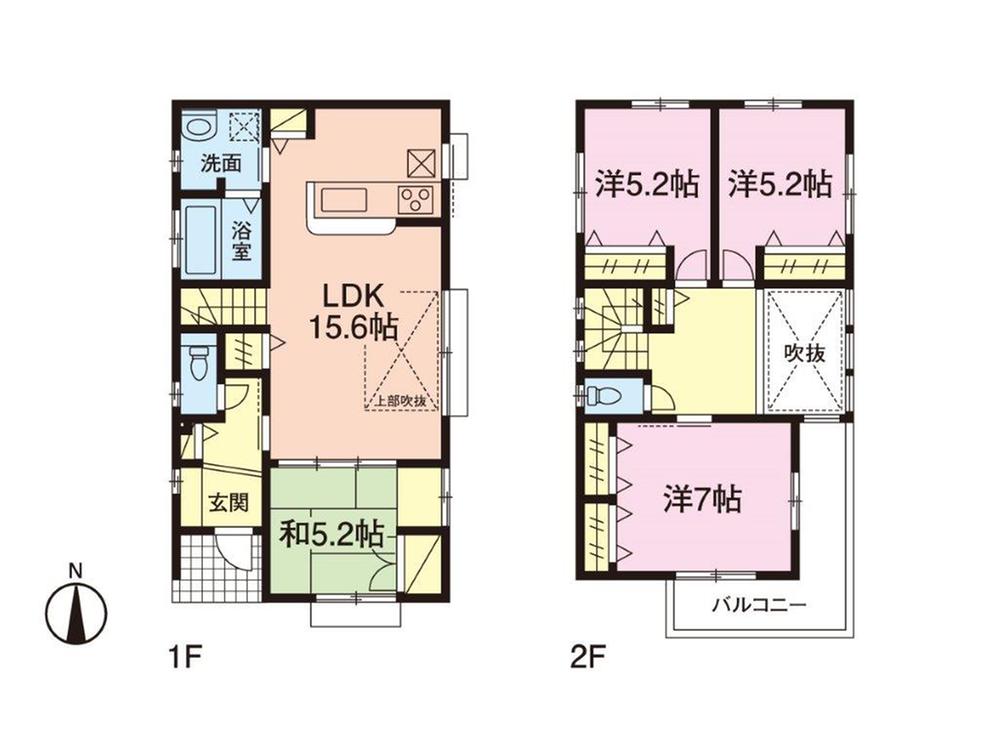 Floor plan. (Building 2), Price 29,800,000 yen, 4LDK, Land area 109.29 sq m , Building area 96.05 sq m