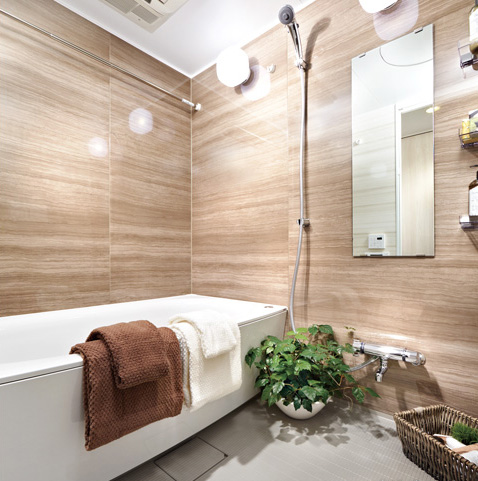 Bathing-wash room.  [Bright, clean and easy to bathroom] Bright bathroom with two of lighting to produce a comfortable moments. Konasemasu comfortably clean of every day in the well-drained floor.