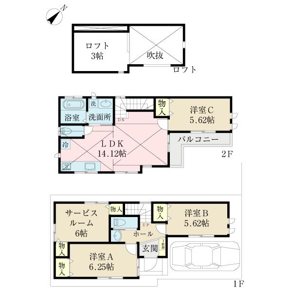 Floor plan. 40,800,000 yen, 3LDK+S, Land area 75.02 sq m , Building area 88.18 sq m