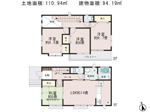 Floor plan. 33,800,000 yen, 4LDK, Land area 110.94 sq m , Building area 94.19 sq m