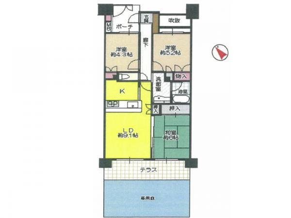 Floor plan. 3LDK, Price 32,900,000 yen, Occupied area 62.98 sq m floor plan