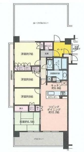 Floor plan. 4LDK, Price 34,800,000 yen, Footprint 83.3 sq m , Balcony area 22.12 sq m