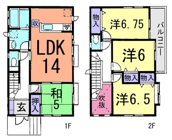 Floor plan. (Building 2), Price 33,800,000 yen, 4LDK, Land area 110.94 sq m , Building area 94.19 sq m