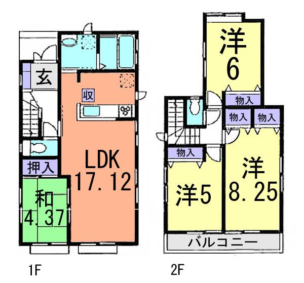 Floor plan. (3 Building), Price 34,800,000 yen, 4LDK, Land area 137.65 sq m , Building area 96.47 sq m