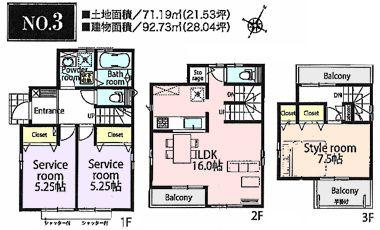 Floor plan. 34,800,000 yen, 3LDK, Land area 71.19 sq m , It is a building area of ​​92.73 sq m floor plan