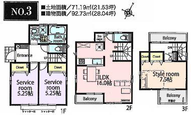 Floor plan. 34,800,000 yen, 3LDK, Land area 71.19 sq m , It is a building area of 92.73 sq m floor plan