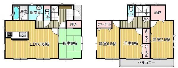 Floor plan. 18,800,000 yen, 4LDK, Land area 156.21 sq m , Building area 101.65 sq m
