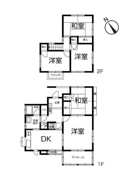 Floor plan. 12.8 million yen, 5DK, Land area 191.95 sq m , It is easy to spend and there is a building area of ​​93.77 sq m 5DK and the number of rooms