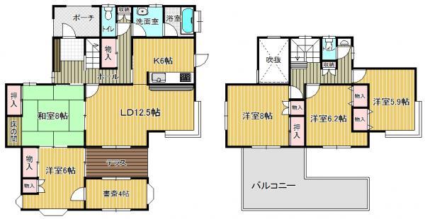 Floor plan. 9.8 million yen, 5LDK+S, Land area 217.53 sq m , Building area 140.77 sq m