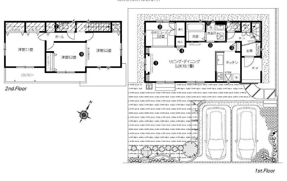 Floor plan. (5-3 Building), Price 24.4 million yen, 2LDK, Land area 188.66 sq m , Building area 97.5 sq m