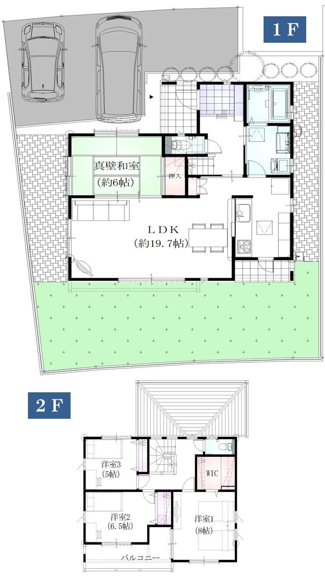 Floor plan. (Is good news to wife! Attention to housework flow line!        4-11 Building), Price 34,800,000 yen, 4LDK, Land area 173.64 sq m , Building area 111.25 sq m