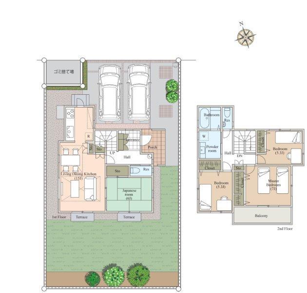 Floor plan. (6 Building), Price 29,900,000 yen, 4LDK, Land area 184.79 sq m , Building area 100.19 sq m