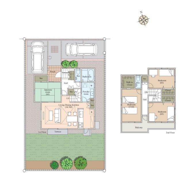 Floor plan. (5 Building), Price 35,700,000 yen, 4LDK, Land area 197.98 sq m , Building area 107.89 sq m