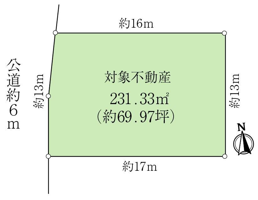 Compartment figure. Land price 17.6 million yen, Land area 231.33 sq m, Chiba Prefecture, old subdivision