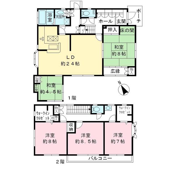 Floor plan. 28,400,000 yen, 5LDK, Land area 293.76 sq m , Building area 145.74 sq m