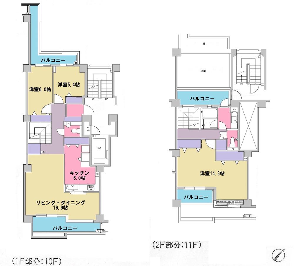 Floor plan. 3LDK, Price 21.9 million yen, Footprint 129.26 sq m , Balcony area 30.98 sq m floor plan
