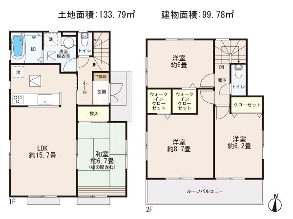 Floor plan. (4 Building), Price 22,900,000 yen, 4LDK, Land area 133.79 sq m , Building area 99.78 sq m