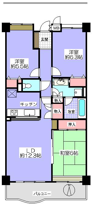 Floor plan. 3LDK, Price 11.8 million yen, Occupied area 76.38 sq m , Balcony area 9.42 sq m 3LDK