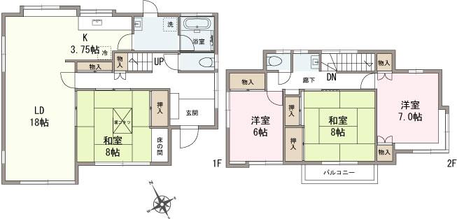 Floor plan. 22,900,000 yen, 4LDK, Land area 204.61 sq m , Building area 126.41 sq m