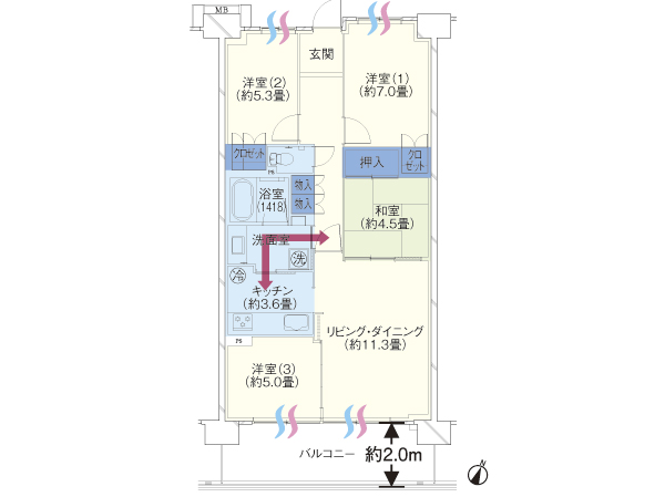 Building structure. 2-Bm type (EAST WING) ・ 4LDK price / 27,480,000 yen Occupied area / 82.02 sq m balcony area / 13.20 sq m