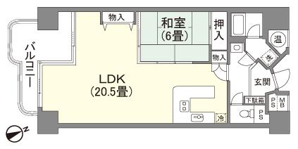 Floor plan. 1LDK, Price 3.8 million yen, Occupied area 67.92 sq m , Balcony area 10.24 sq m