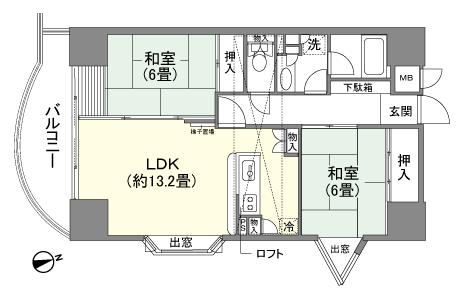 Floor plan. 2LDK, Price 11 million yen, Occupied area 66.15 sq m , Balcony area 8.07 sq m