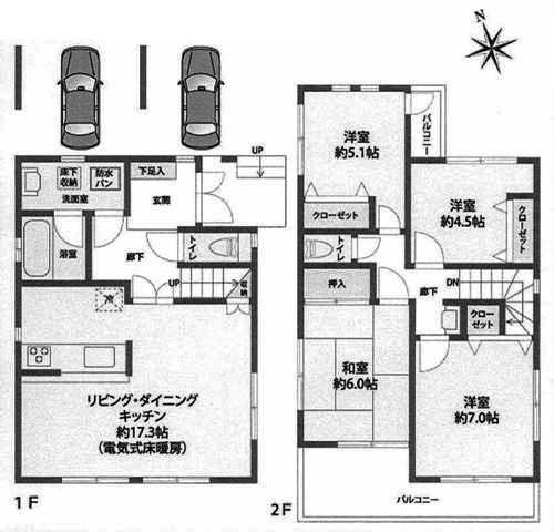 Floor plan. 20.8 million yen, 4LDK, Land area 122.29 sq m , Building area 96.87 sq m