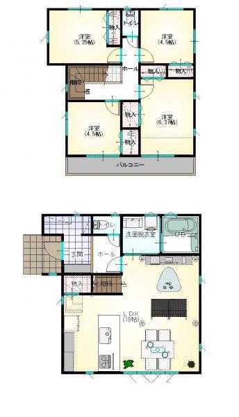 Floor plan. 22,300,000 yen, 4LDK, Land area 96.9 sq m , Building area 96.05 sq m