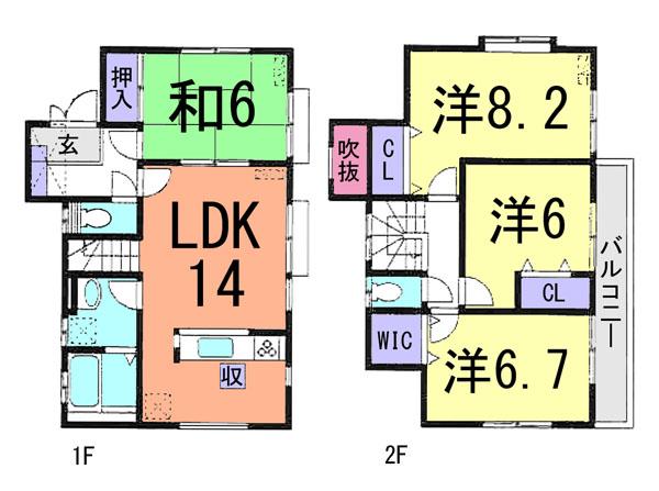 Floor plan. (1 Building), Price 20.8 million yen, 4LDK, Land area 104.5 sq m , Building area 95.84 sq m