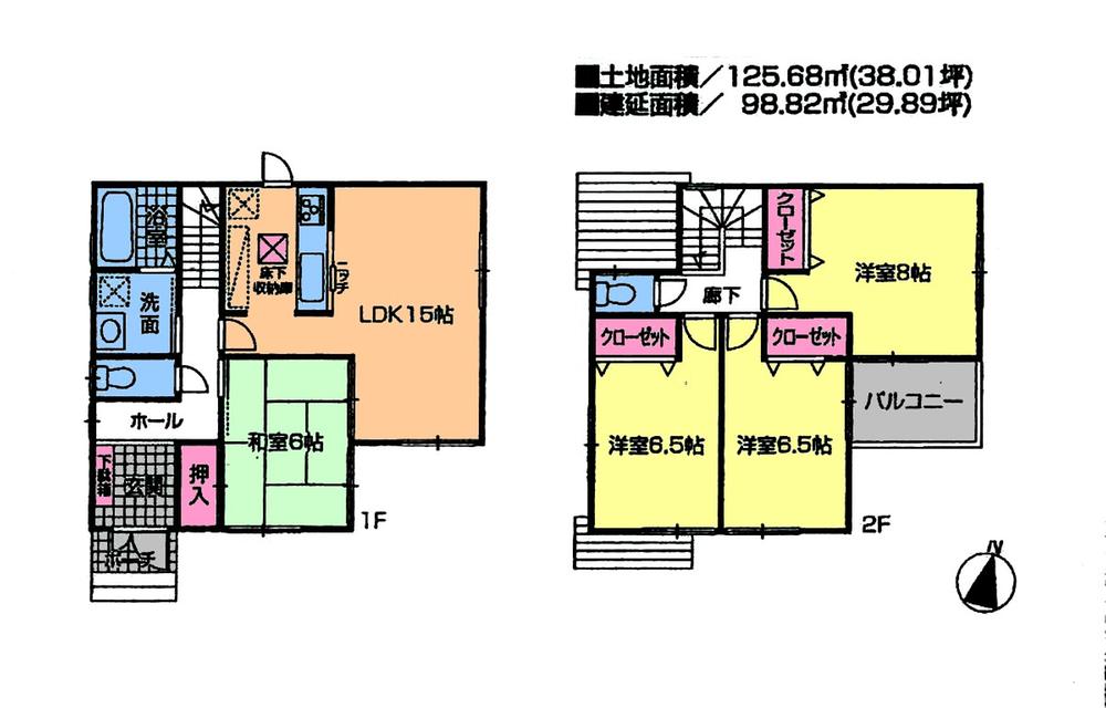 Floor plan. (3 Building), Price 27.3 million yen, 4LDK, Land area 125.68 sq m , Building area 98.82 sq m